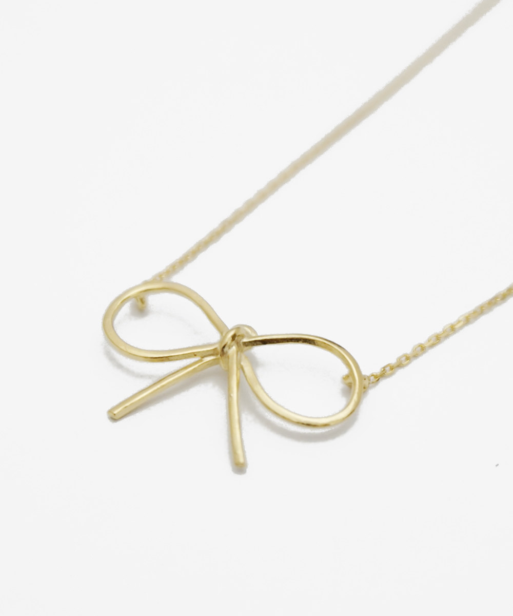 Giant Ribbon Gold Necklace,Sterling Silver,cute Necklace,Delicate